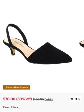 Sara Black Pointed Slingback Kitten Heel Mule